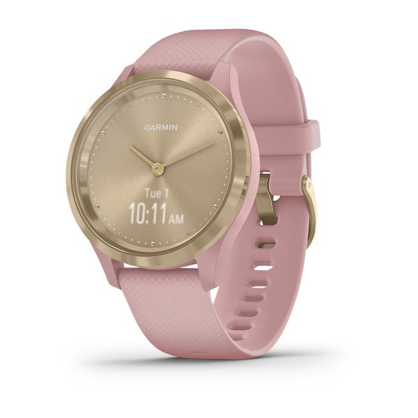 Часы Garmin Vivomove 3S золотистый циферблат с розовым ремешком
