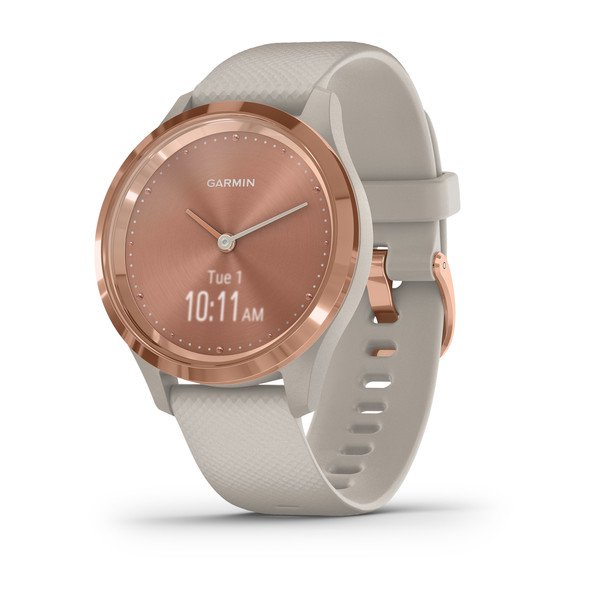 Часы Garmin Vivomove 3S розовое золото циферблат с песочным ремешком
