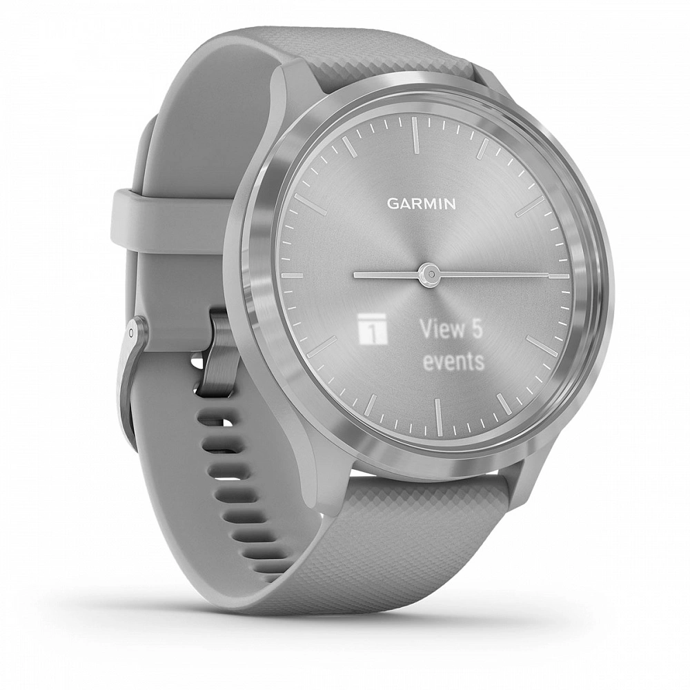 Часы Garmin Vivomove 3 серебристые с серым силиконовым ремешком

