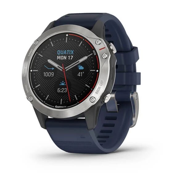 Часы Garmin Quatix 6 серый с синим ремешком

